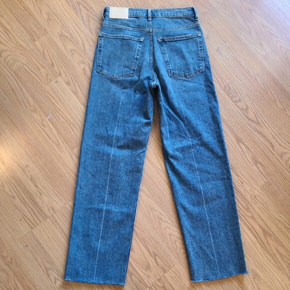 EVERLANE THE WAY HIGH JEAN STRAIGHT RAW HEM HIGH RISE STRETCH ORGANIC COTTON 26 - Picture 4 of 7